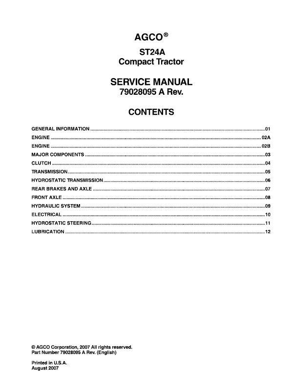 AGCO ST24A Tractors Repair Manual