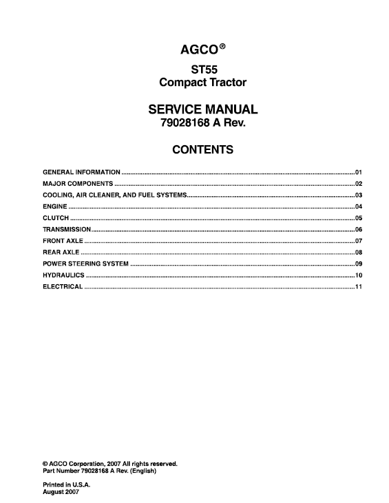 AGCO ST55 Tractors Repair Manual