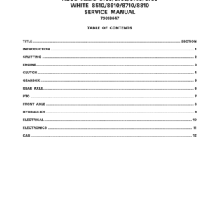 White 8510, 8610, 8710, 8810 Tractors Repair Manual