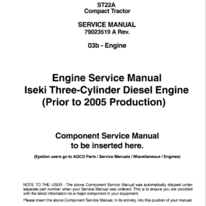 AGCO ST22A Compact Tractor Repair Manual
