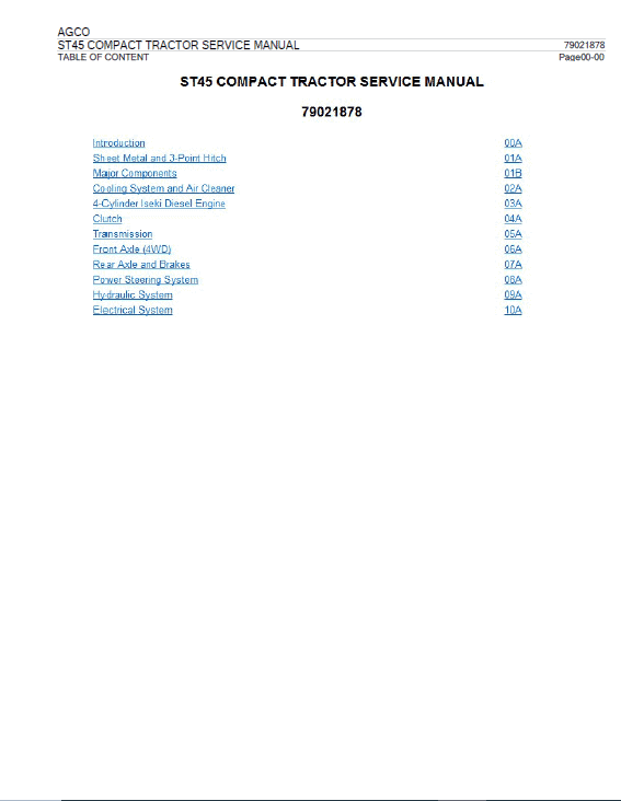 AGCO ST45 Tractors Repair Manual