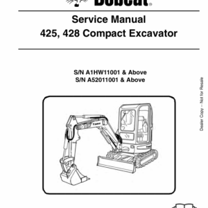 Alternative view of Bobcat 425, 428 Compact Excavator Repair Manual