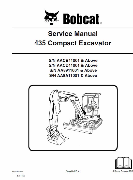 Bobcat 435 Compact Excavator Operation & Maintenance Manual