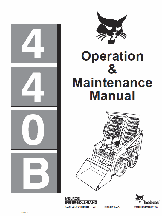 Bobcat 440B Skid-Steer Loader Operation & Maintenance Manual