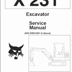 Bobcat X231 Excavator Repair Manual