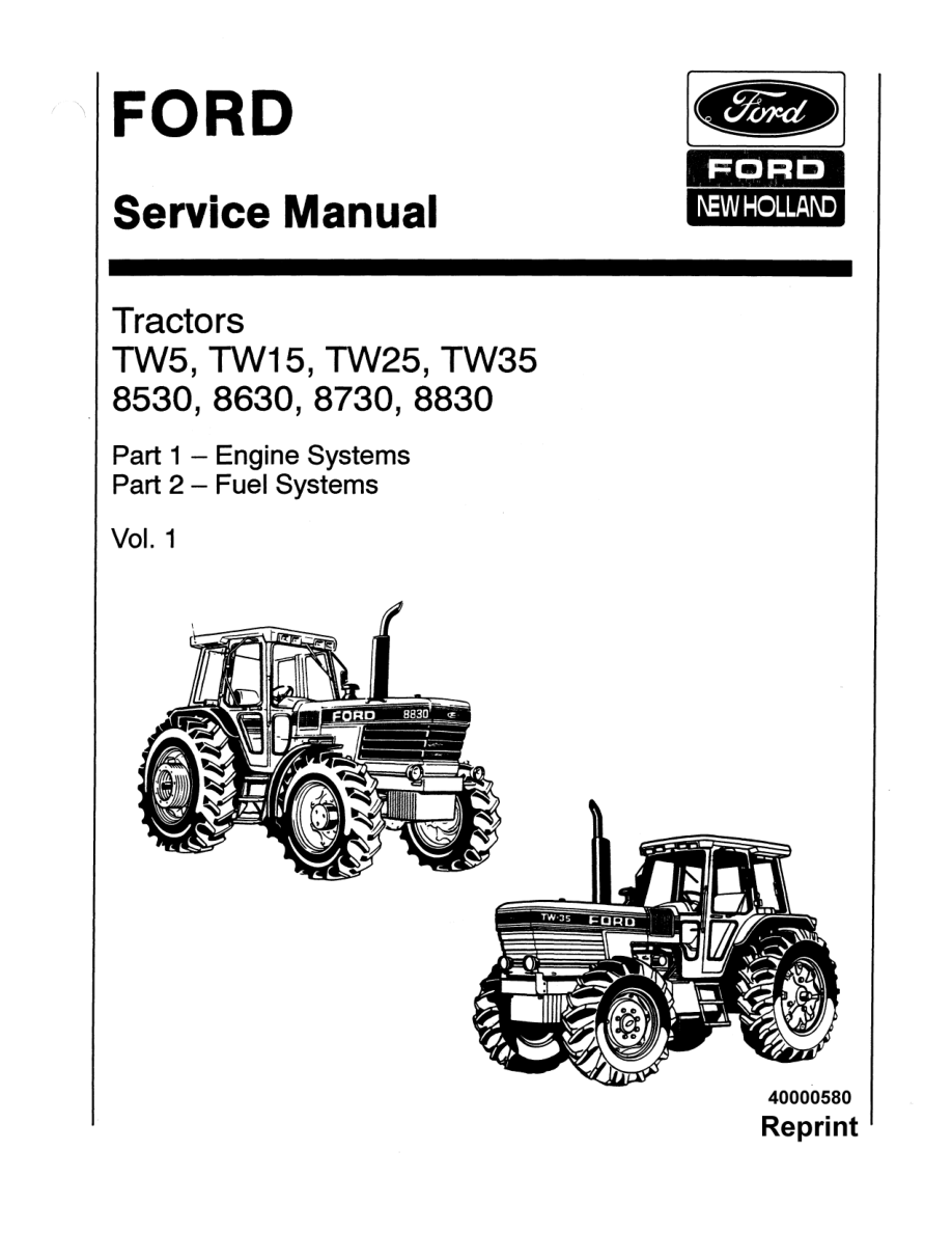 Ford 8530, 8630, 8730, 8830 Tractor Repair Manual