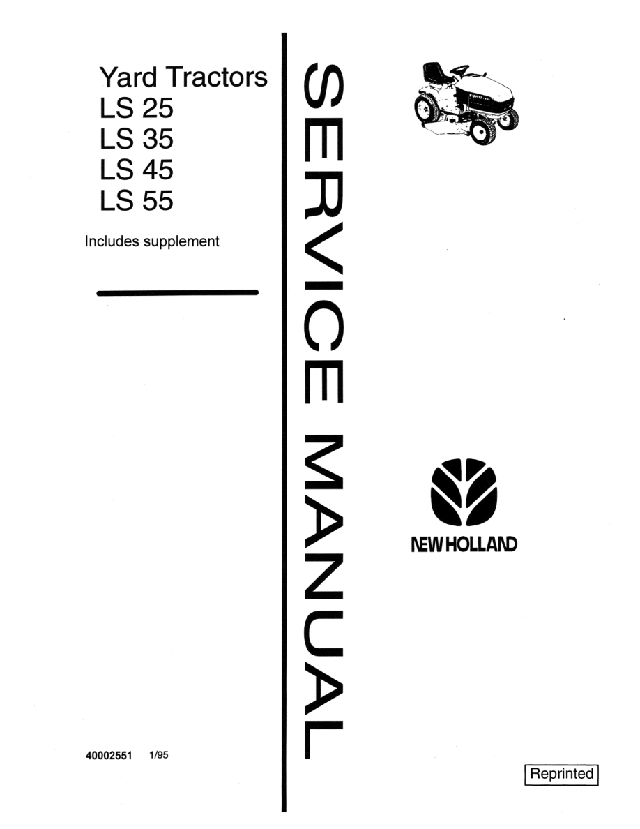 Ford New Holland LS25, LS35, LS45, LS55 Yard Tractors Repair Manual