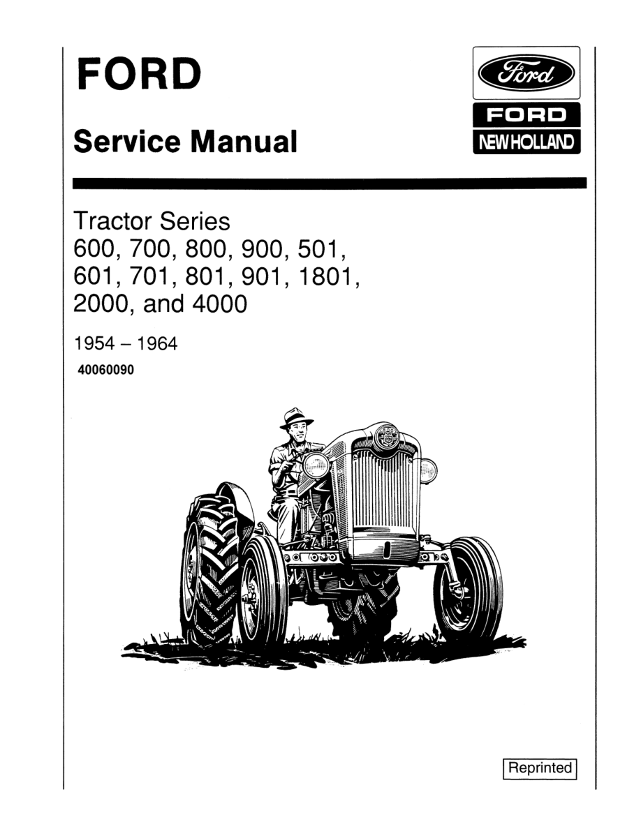 Ford 900, 901, 1801, 2000, 4000 Tractor Repair Manual