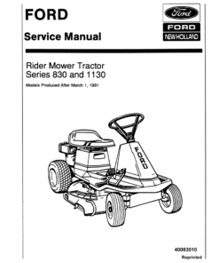 Ford 830, 1130 Rider Mower Tractor Repair Manual