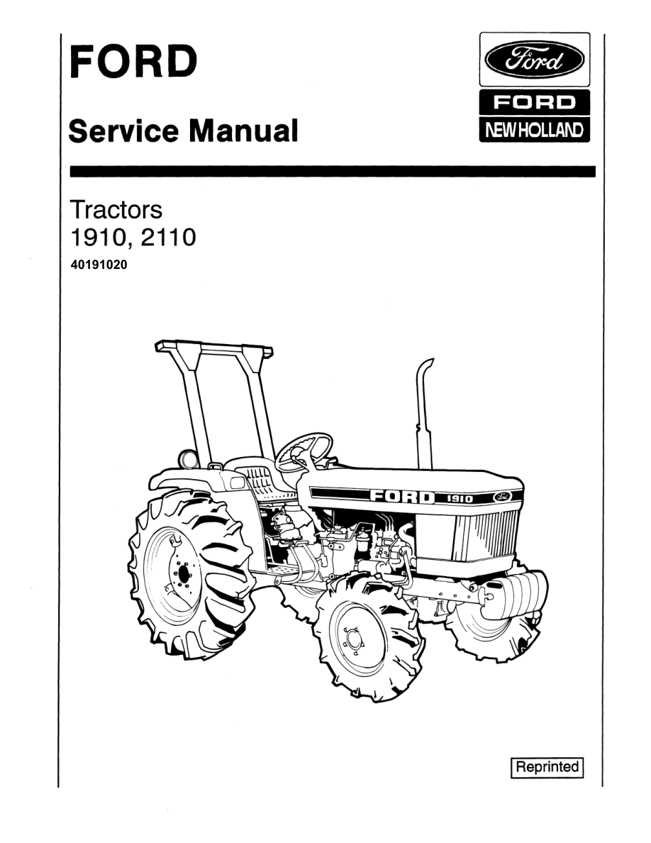 Ford 1910 and 2110 Tractors Repair Manual