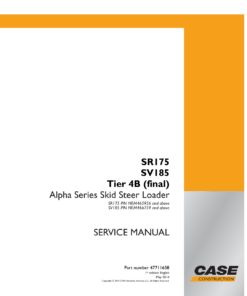Case SR175, SV185 SkidSteer Repair Manual