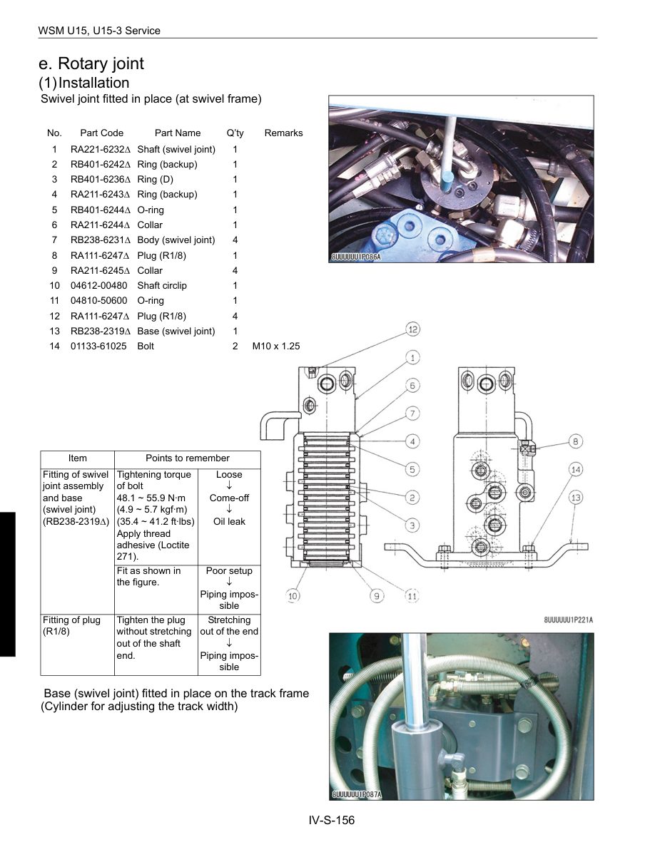 Kubota U15, U15-3 Excavator Workshop Repair Manual