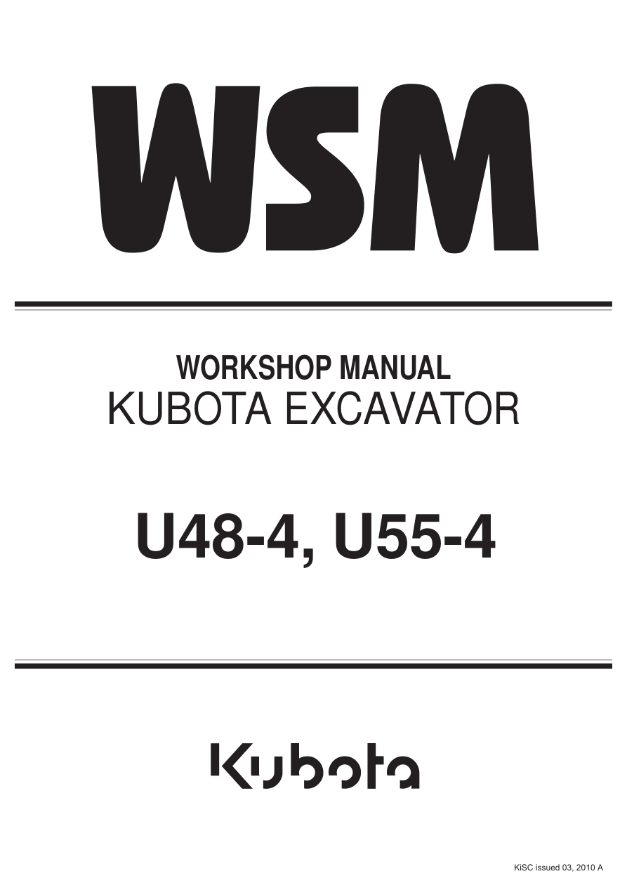 Kubota U48-4, U55-4 Excavator Workshop Repair Manual