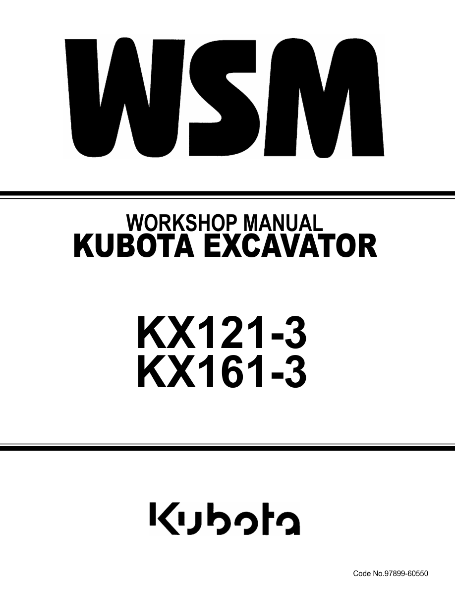 Kubota KX121-3, KX161-3 Excavator Workshop Repair Manual