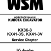 Kubota KX36-3, KX41-3S, KX41-3V Excavator Workshop Repair Manual