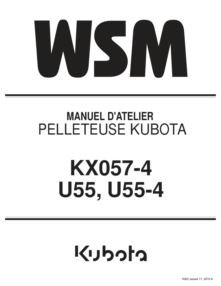 Kubota KX057-4, U55, U55-4 Excavator Workshop Repair Manual