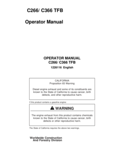 John Deere C266, C366 Tracked Feller Bunchers Operator's Manuals (1226116)
