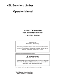 John Deere KBL Delimbers Operator's Manuals (214-1550-1)