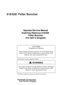 John Deere 618, 628 Tracked Feller Bunchers Operator's Manuals (214-1627-3)