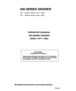 John Deere 550 Skidders Operator's Manuals (550001)