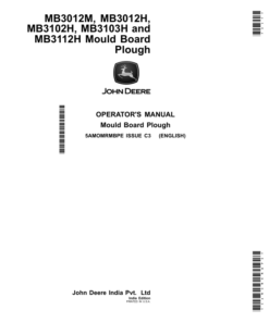 John Deere MB3012M, MB3012H, MB3102H, MB3001M, MB3103H, MB3112H Moldboard Plow (India) Operator's Manual (5AMOMRMBPE)