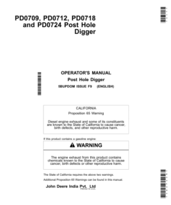 John Deere PD0709, PD0712, PD0718, PD0724 Post Hole Digger Operator's Manual (5BUPDOM)