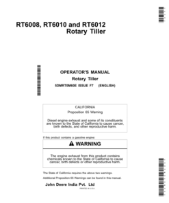 John Deere RT6008, RT6010 & RT6012 Rotary Tiller Operator's Manual (5DMRT0M60E)