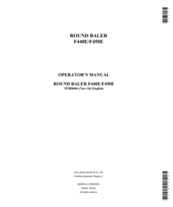 John Deere F440E & F450E Round Balers Operator's Manual (5FBD606)