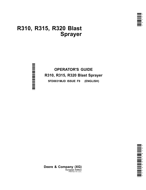 John Deere R310, R315, R320 Blast Sprayer Operator's Manual (5FD0031MJD)