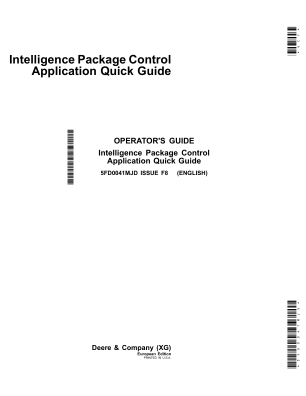 John Deere Intelligence Package Control Application Quick Guide Operator's Manual (5FD0041MJD)