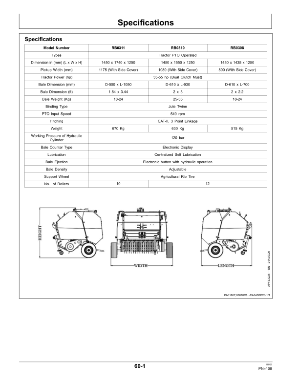 John Deere RB0311, RB0310, RB0308 Compact Round Baler Operator's Manual (5GEOMRB03EN) - Image 2