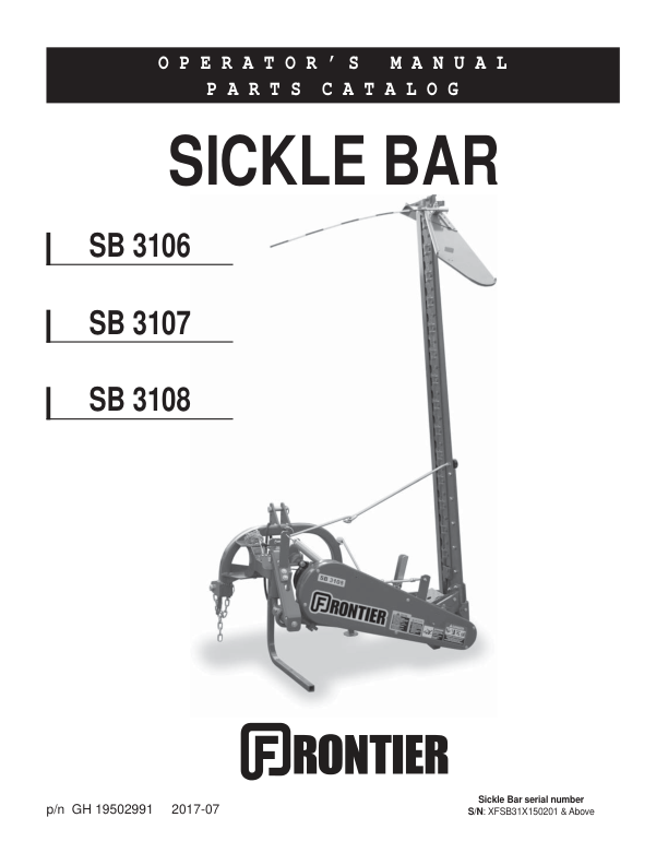John Deere SB3106, SB3107, SB3108 Sickle Bar Operator's Manual (5GH19502991_19)