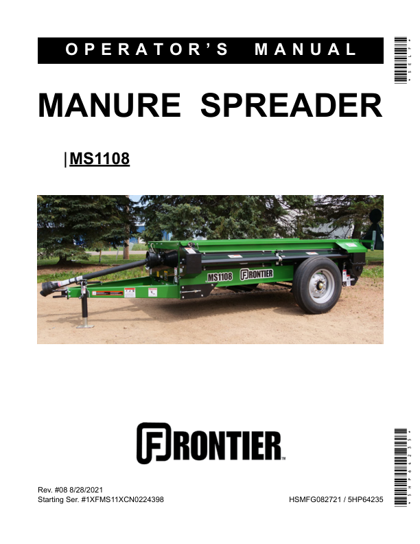 John Deere MS1108 Manure Spreader Operator's Manual (5HP64235)