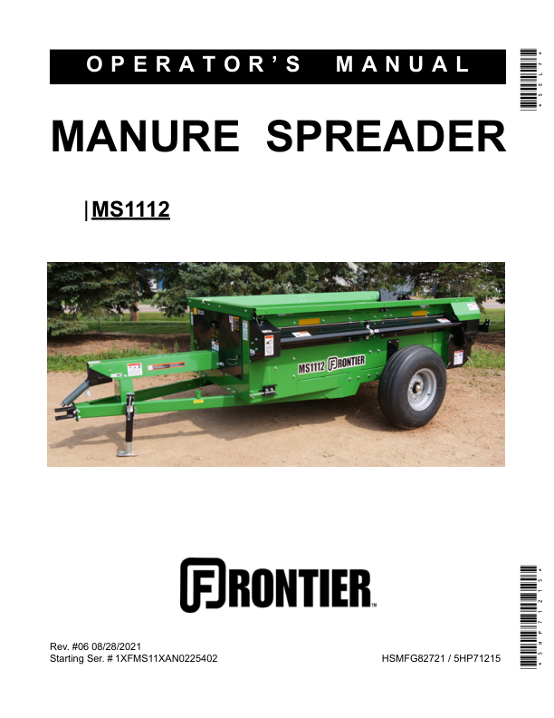 John Deere MS1112 Manure Spreader Operator's Manual (5HP71215)