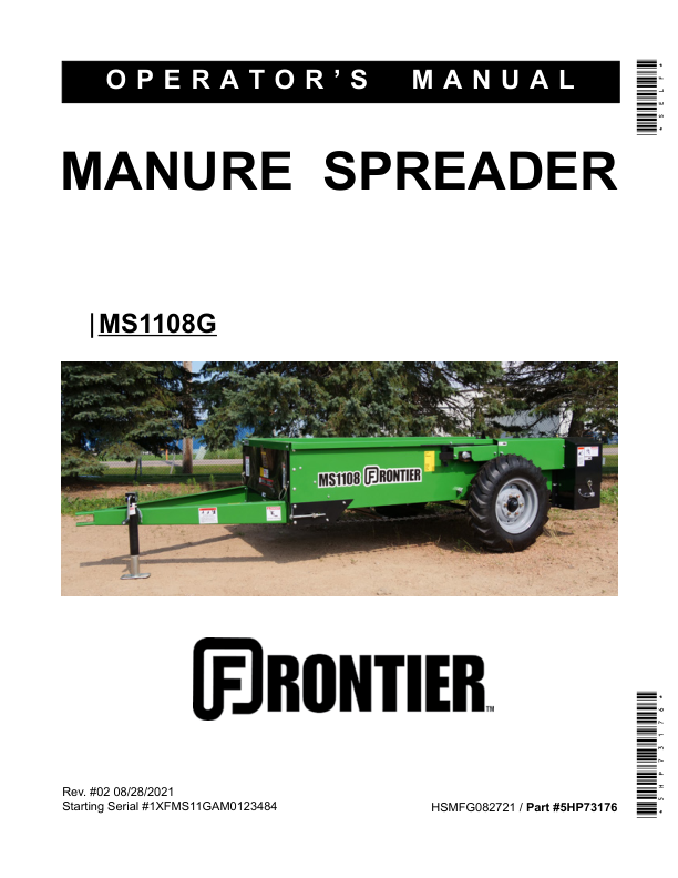 John Deere MS1108G Manure Spreader Operator's Manual (5HP73176)