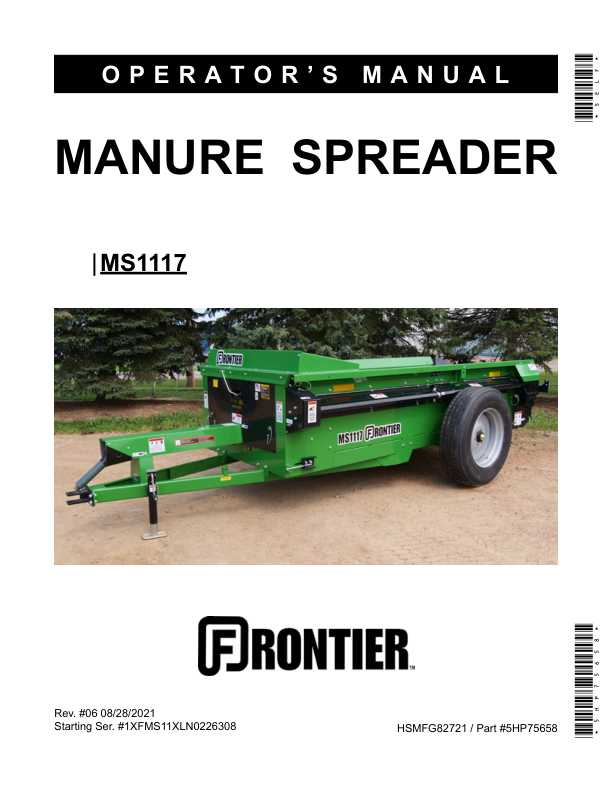 John Deere MS1117 Manure Spreader Operator's Manual (5HP75658)