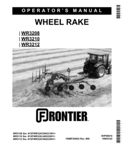 John Deere Wheel Rake WR3208, WR3210, WR3212 Operator's Manual (5HP90610)