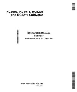 John Deere RC5009, RC5011, RC5209, RC5211 Cultivator (India) Operator's Manual (5JBMOM5009)