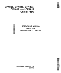 John Deere CP1005, CP1015, CP1007, CP1017, CP1019 Chisel Plow (India) Operator's Manual (5KADL0004)