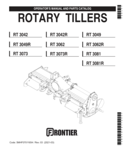John Deere RT3042, RT3042R, RT3049, RT3049R, RT3062, RT3062R, RT3073, RT3073R, RT3081, RT3081R Rotary Tillerss Operator's Manual (5MHF07011654)