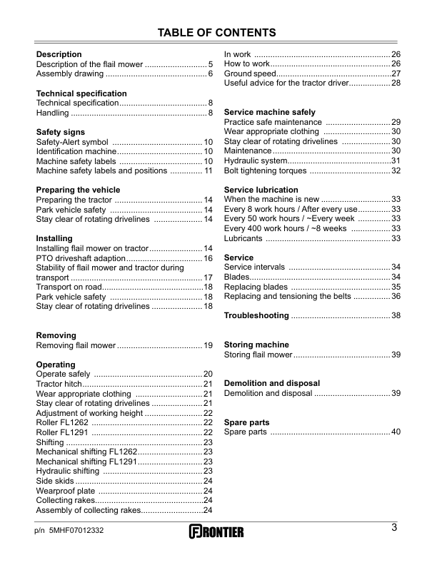 John Deere FL1262 & FL1291 Flail Mower Operator's Manual (5MHF07012332) - Image 2