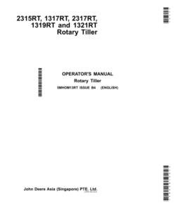 John Deere 2315RT, 1317RT, 2317RT, 1319RT, 1321RT Rotary Tiller Operator's Manual (5MHOM13RT)