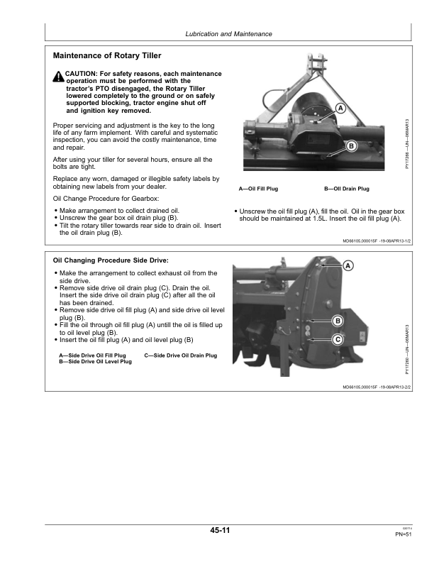 John Deere 2315RT, 1317RT, 2317RT, 1319RT, 1321RT Rotary Tiller Operator's Manual (5MHOM13RT) - Image 2