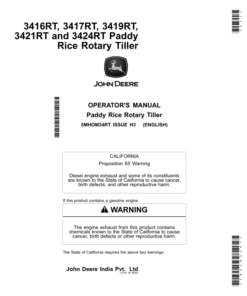 John Deere 3416RT, 3417RT, 3419RT, 3421RT, 3424RT Paddy Rice Rotary Tiller Operator's Manual (5MHOM34RT)