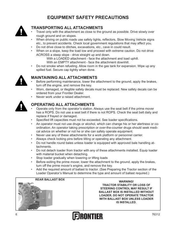 John Deere AB16, AB17, AE11, AF11, AF12, AG10, AH11, AS10 & AS11 Specialty Loader Attachments Operator's Manual (5MP76312) - Image 2