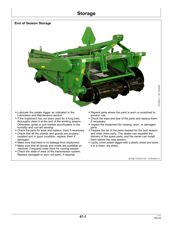 John Deere PE8005 Potato Digger Operator's Manual (5NS10007534) - Image 2