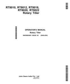 John Deere RT8010, RT8012, RT8018, RT8020, RT8022 Rotary Tiller (India) Operator's Manual (5NSOM30001)