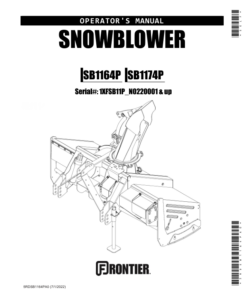 John Deere Snowblower SB1164P, SB1174P (1XFSB11P_N0220001 & up) Operator's Manual (5RDSB1164PA0)