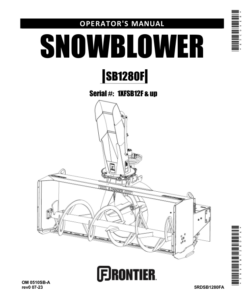 John Deere Snowblower SB1280F (1XFSB12F-) Operator's Manual (5RDSB1280FA)