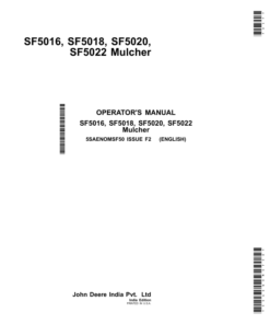 John Deere SF5016, SF5018, SF5020, SF5022 Flail Shredder (Paddy Mulcher) Operator's Manual (5SAENOMSF50)